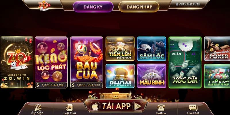 ZOWIN - Cá Cược Hiện Đại Cùng Sân Chơi Uy Tín Hàng Đầu 2 Kho tàng game phong phú, nhiều thể loại